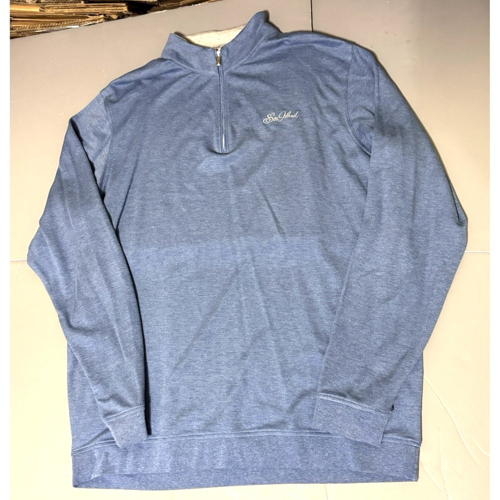 Peter Millar Crown Comfort Pullover 1/4 Zip XL Sea Island Golf Blue Solid Pique